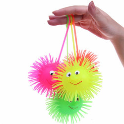 New Smile Face Puffer Ball With Flashing Light Throw Squeeze Spiky Massage Funny Toy Children Kids Toy Gifts Light Up Toys